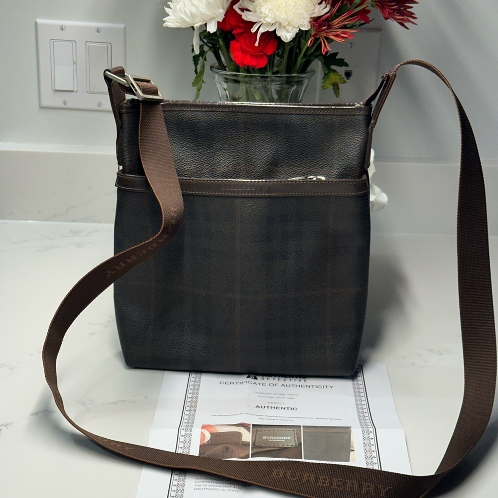 Burberry London Brown Check Crossbody Bag with COA - Picture 11 of 11